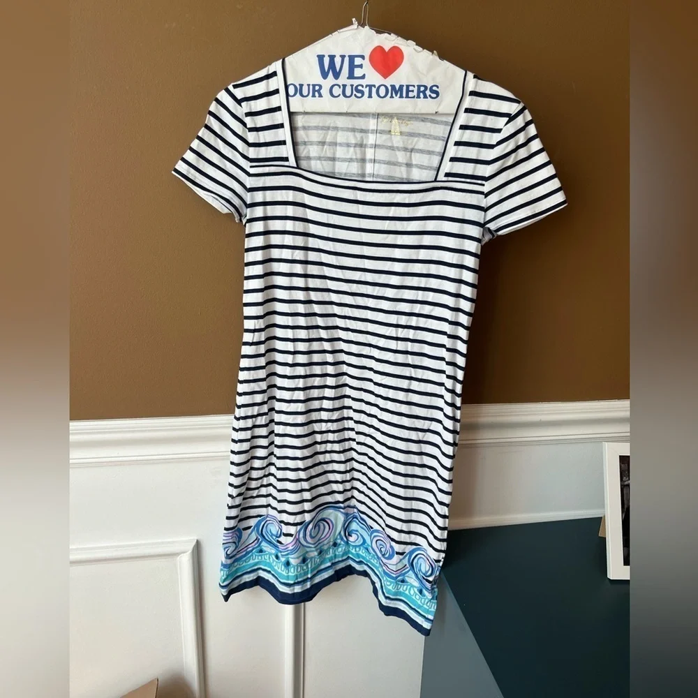 Lilly Pulitzer Rexa T-Shirt Dress True Navy Striped Dress Size XS Nautical